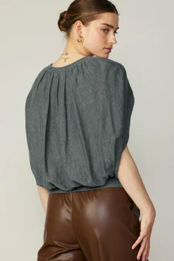 Sweaters-Current Air Cape Layered Sweater Top GREY