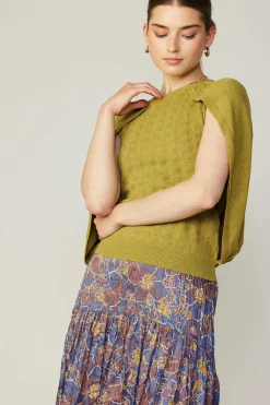 Sweaters-Current Air Cape Layered Sweater Top OLIVEMUSTARD
