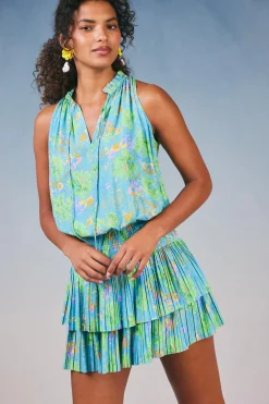 Mini Dresses-Current Air Cara Pleated Mini Dress BLUEMLT