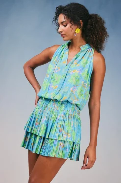 Mini Dresses-Current Air Cara Pleated Mini Dress BLUEMLT