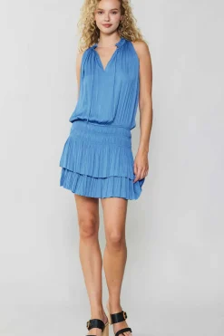Mini Dresses-Current Air Cara Pleated Mini Dress FADEDBLUE
