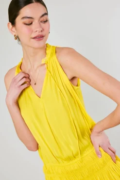 Mini Dresses-Current Air Cara Pleated Mini Dress SUNNYYELLOW
