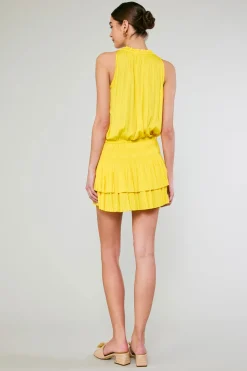 Mini Dresses-Current Air Cara Pleated Mini Dress SUNNYYELLOW