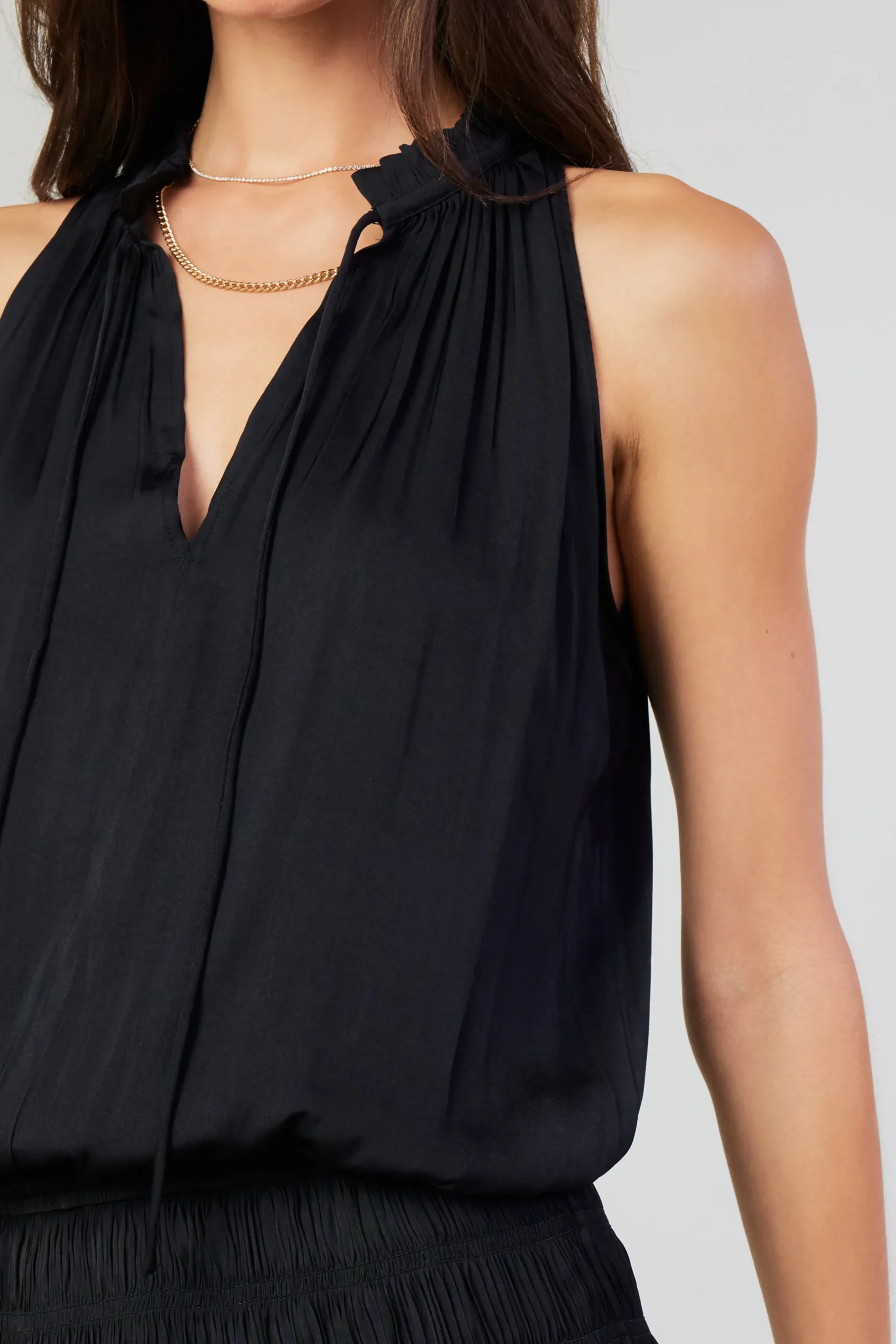 Mini Dresses-Current Air Cara Sleeveless Pleated Mini Dress BLACK