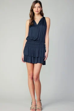 Mini Dresses-Current Air Cara Sleeveless Pleated Mini Dress DARKNAVY