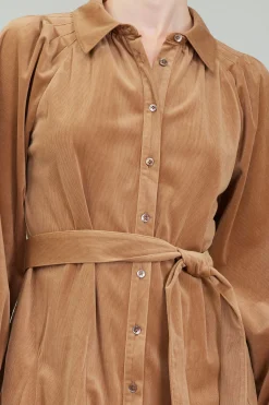 Mini Dresses-Current Air Carmel Corduroy Mini Dress LIGHTBROWN