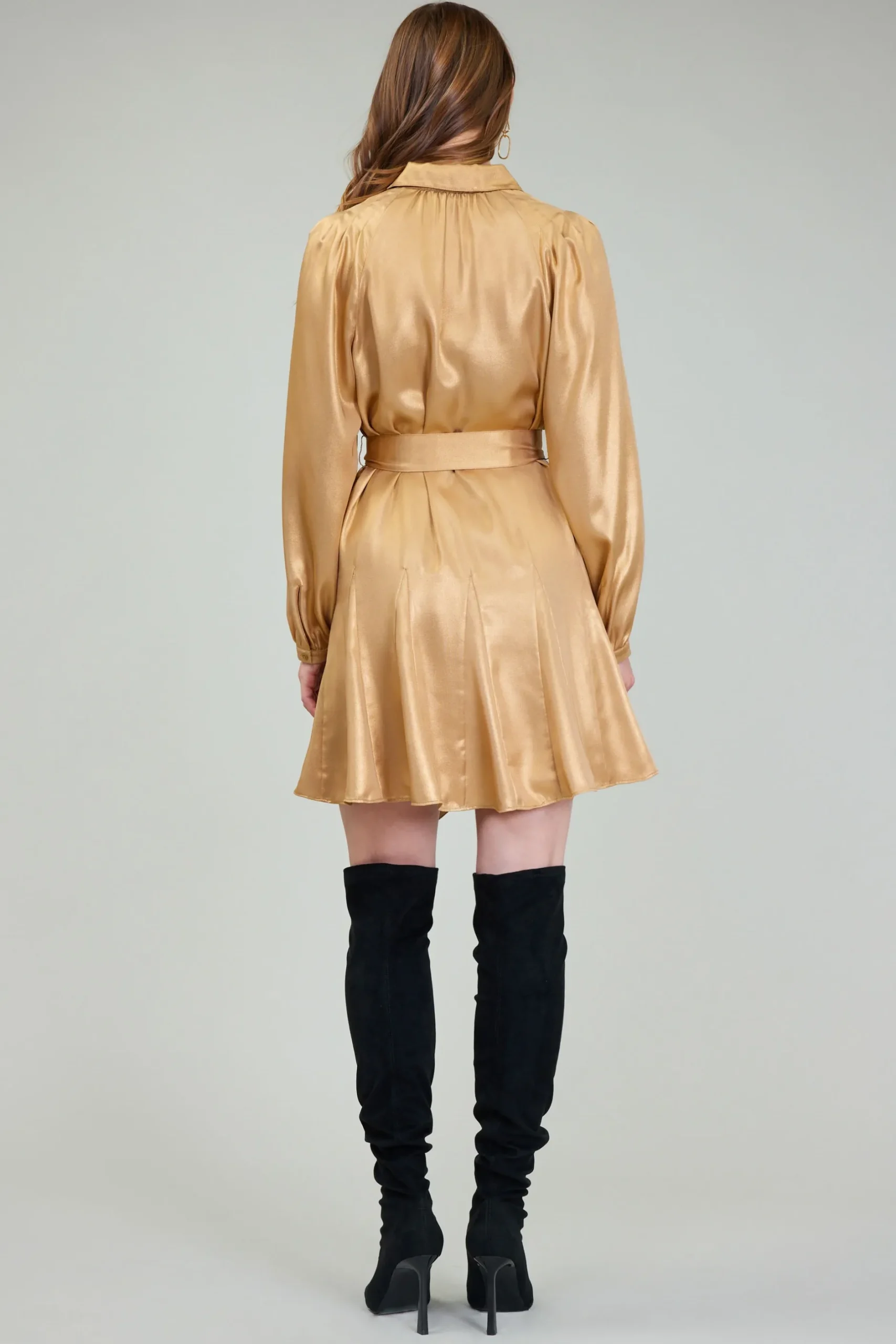 Mini Dresses-Current Air Carmel Metallic Mini Dress GOLD