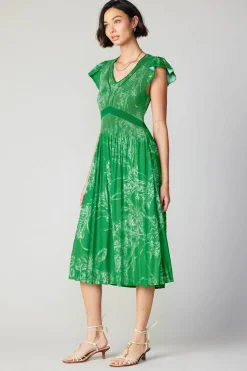 Midi Dresses-Current Air Carolina Pleated Skirt Midi Dress SPRINGGREEN