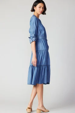 Midi Dresses-Current Air Buttondown Dress CHAMBRAY