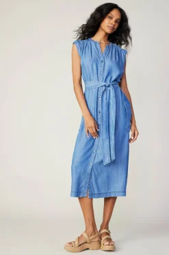 Midi Dresses-Current Air Buttondown Shirt Dress CHAMBRAY