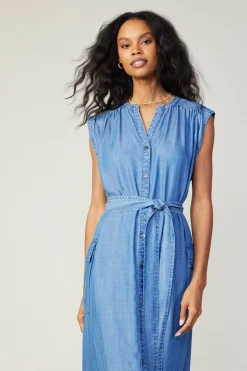 Midi Dresses-Current Air Buttondown Shirt Dress CHAMBRAY
