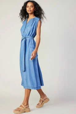 Midi Dresses-Current Air Buttondown Shirt Dress CHAMBRAY