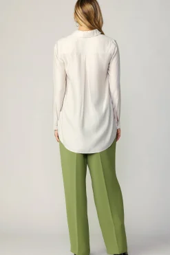 Long Sleeve Tops-Current Air Collared Button Down Shirt BONE