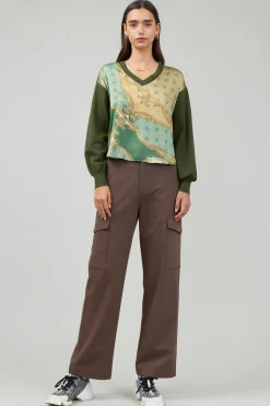 Knitwear|Sweaters-Current Air Contrast Print Sweater Top OLIVEMLT