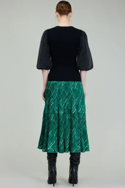 Knitwear|Short Sleeve Tops-Current Air Contrast Sleeve Knit Blouse BLACK