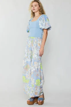 Knitwear|Sweaters-Current Air Contrast Sleeve Knit Top BLUE