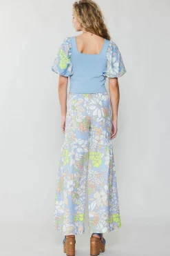 Knitwear|Sweaters-Current Air Contrast Sleeve Knit Top BLUE