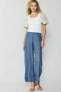 Knitwear|Sweaters-Current Air Contrast Sleeve Knit Top PINK