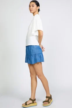 Short Sleeve Tops-Current Air Contrast Sleeve Shirt WHITE