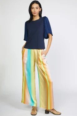 Short Sleeve Tops-Current Air Contrast Sleeve Shirt NAVY