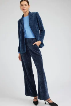 Pants-Current Air Corduroy Pleated Wide Leg Pant DARKBLUE