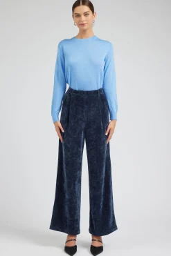 Pants-Current Air Corduroy Pleated Wide Leg Pant DARKBLUE