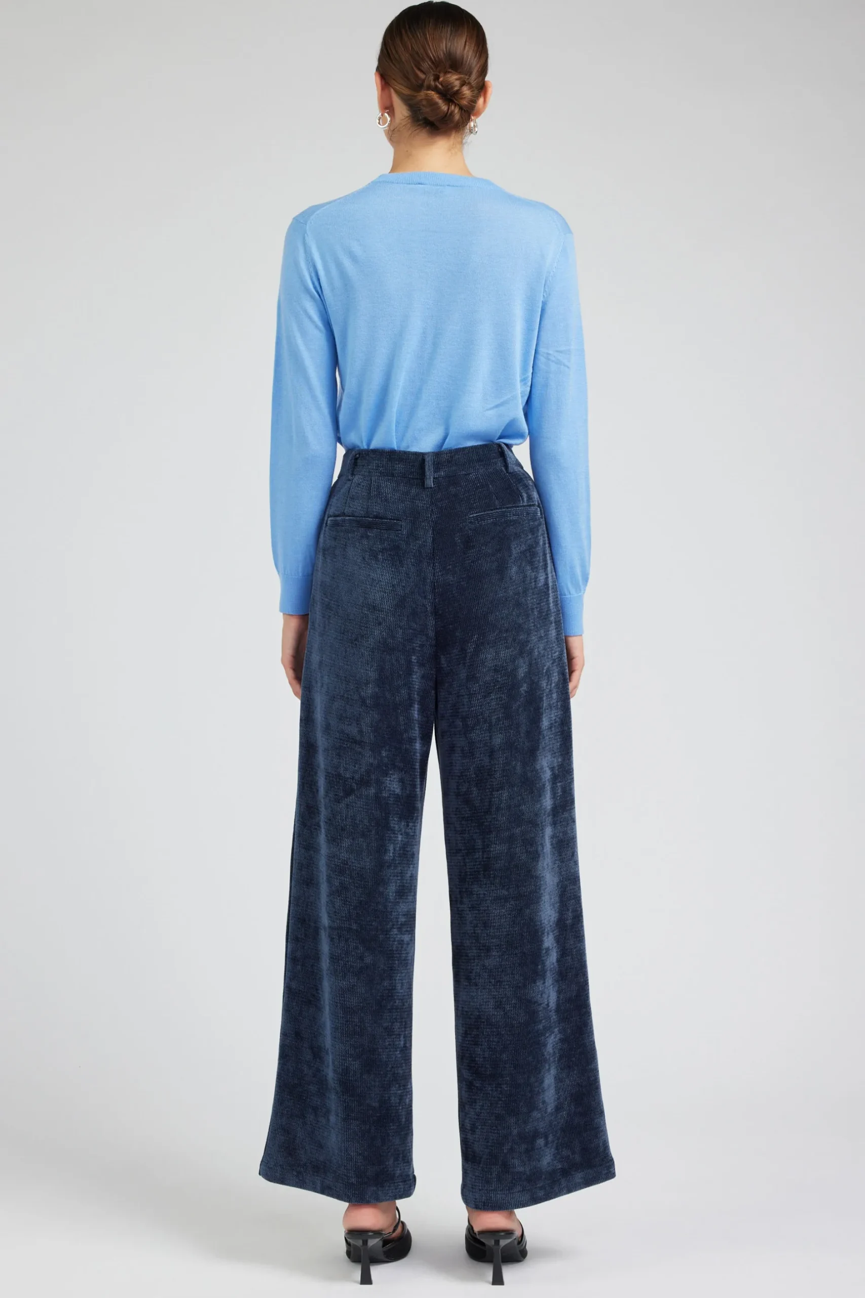 Pants-Current Air Corduroy Pleated Wide Leg Pant DARKBLUE
