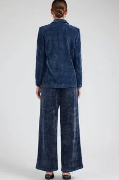 Pants-Current Air Corduroy Pleated Wide Leg Pant DARKBLUE