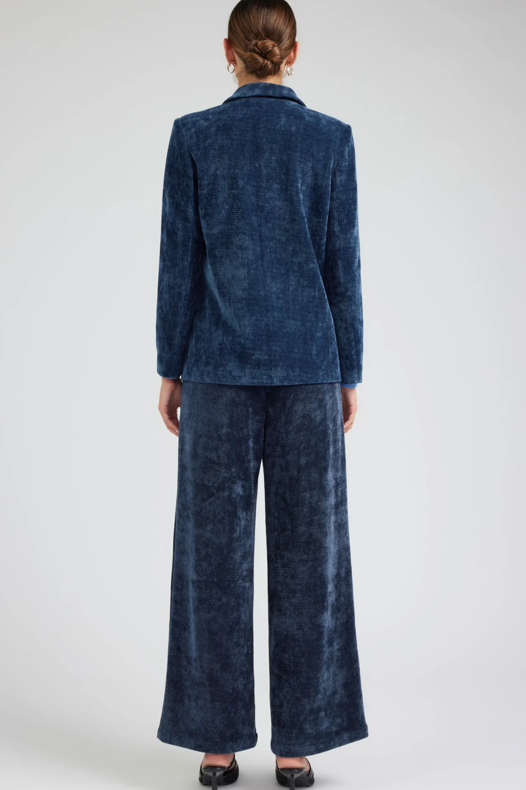 Pants-Current Air Corduroy Pleated Wide Leg Pant DARKBLUE