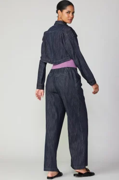 Coats & Jackets-Current Air Cropped Denim Jacket DARKINDIGO