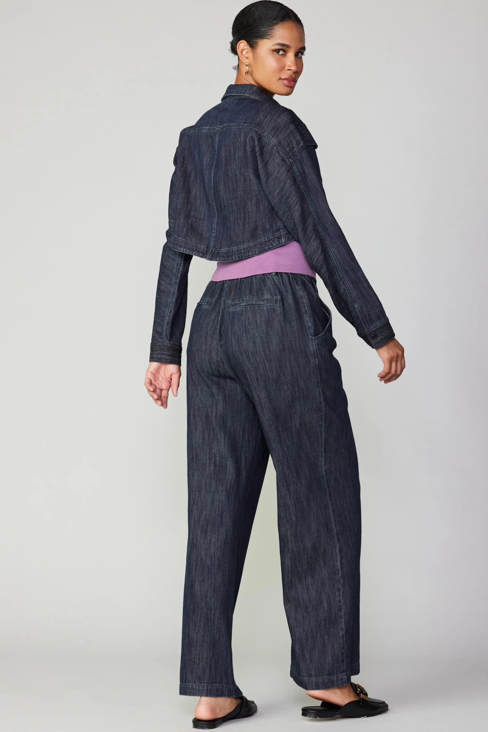 Coats & Jackets-Current Air Cropped Denim Jacket DARKINDIGO