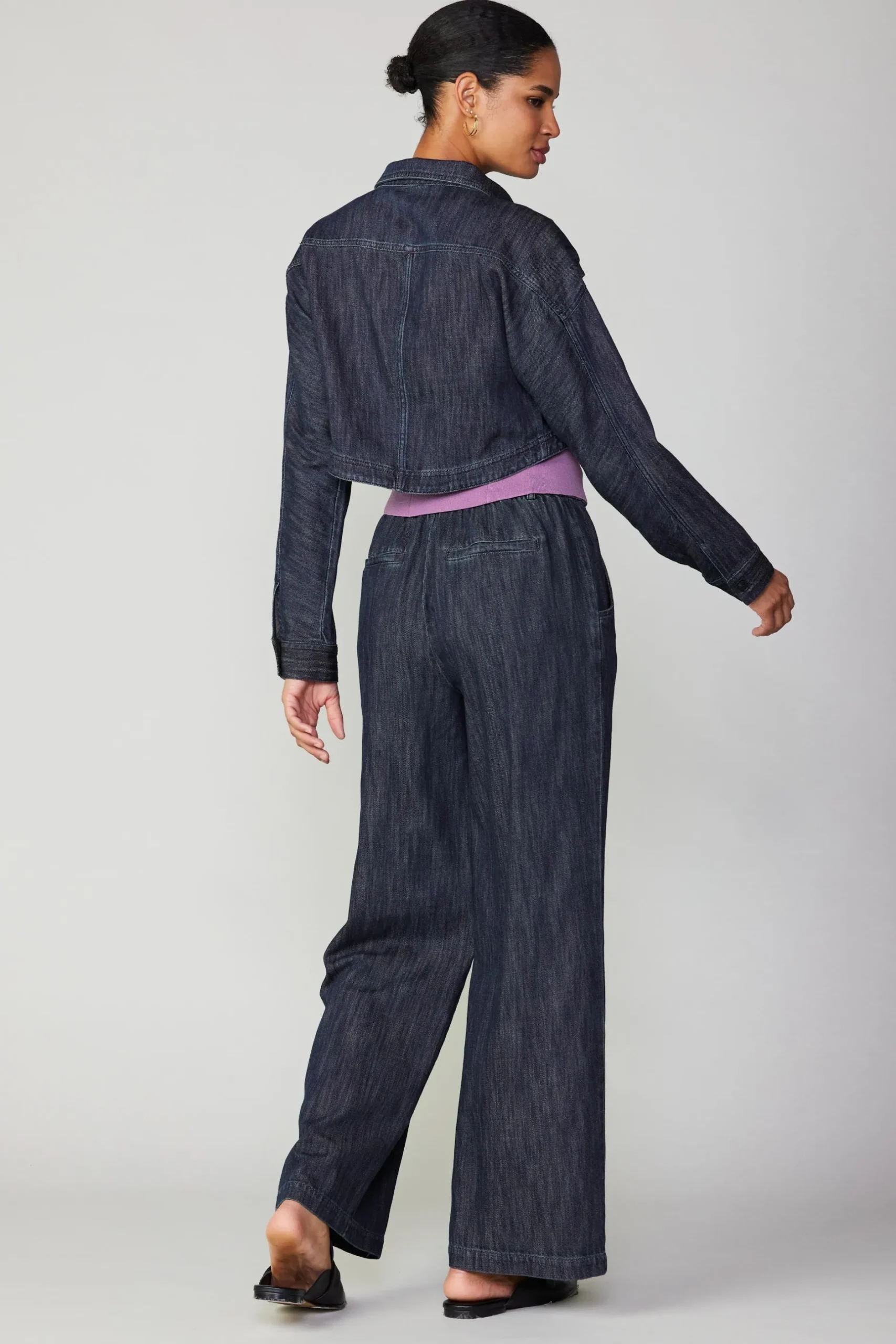 Coats & Jackets-Current Air Cropped Denim Jacket DARKINDIGO