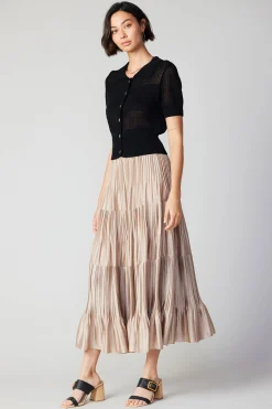 Knitwear|Short Sleeve Tops-Current Air Cropped Knit Top BLACK