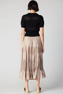 Knitwear|Short Sleeve Tops-Current Air Cropped Knit Top BLACK