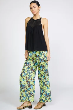 Sleeveless Tops|Sweaters-Current Air Crotchet Yoke Top BLACK