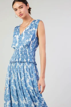 Maxi Dresses-Current Air Daisy Jacquard Maxi Dress DENIMBLUE