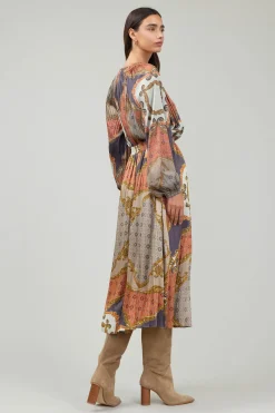 Skirts-Current Air Damask Patterned Midi Skirt BROWNMLT