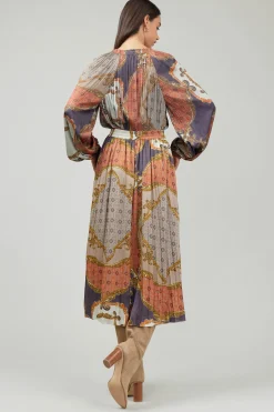 Skirts-Current Air Damask Patterned Midi Skirt BROWNMLT