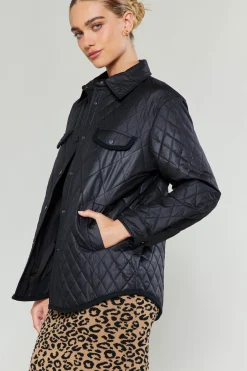 Coats & Jackets-Current Air Diamond Quilted Jacket BLACK