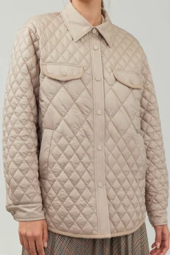 Coats & Jackets-Current Air Diamond Quilted Jacket TAUPE