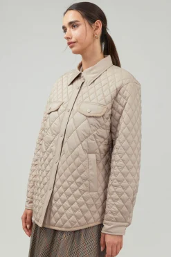 Coats & Jackets-Current Air Diamond Quilted Jacket TAUPE