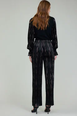 Pants-Current Air Elastic Waist Long Pants BLACKBRONZEMULTI