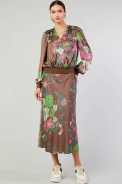 Skirts-Current Air Floral Bias Skirt MOCHAMLT