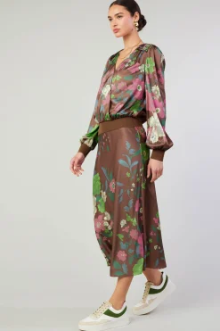 Skirts-Current Air Floral Bias Skirt MOCHAMLT