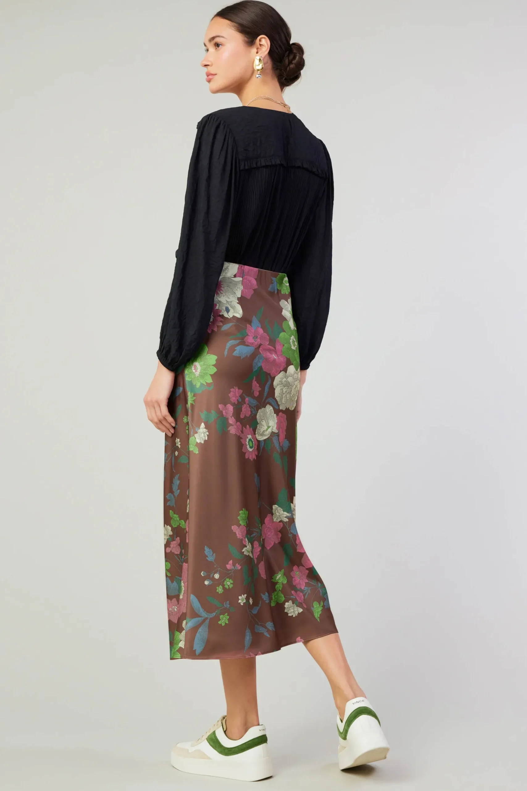 Skirts-Current Air Floral Bias Skirt MOCHAMLT