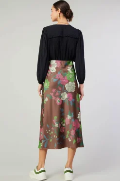Skirts-Current Air Floral Bias Skirt MOCHAMLT
