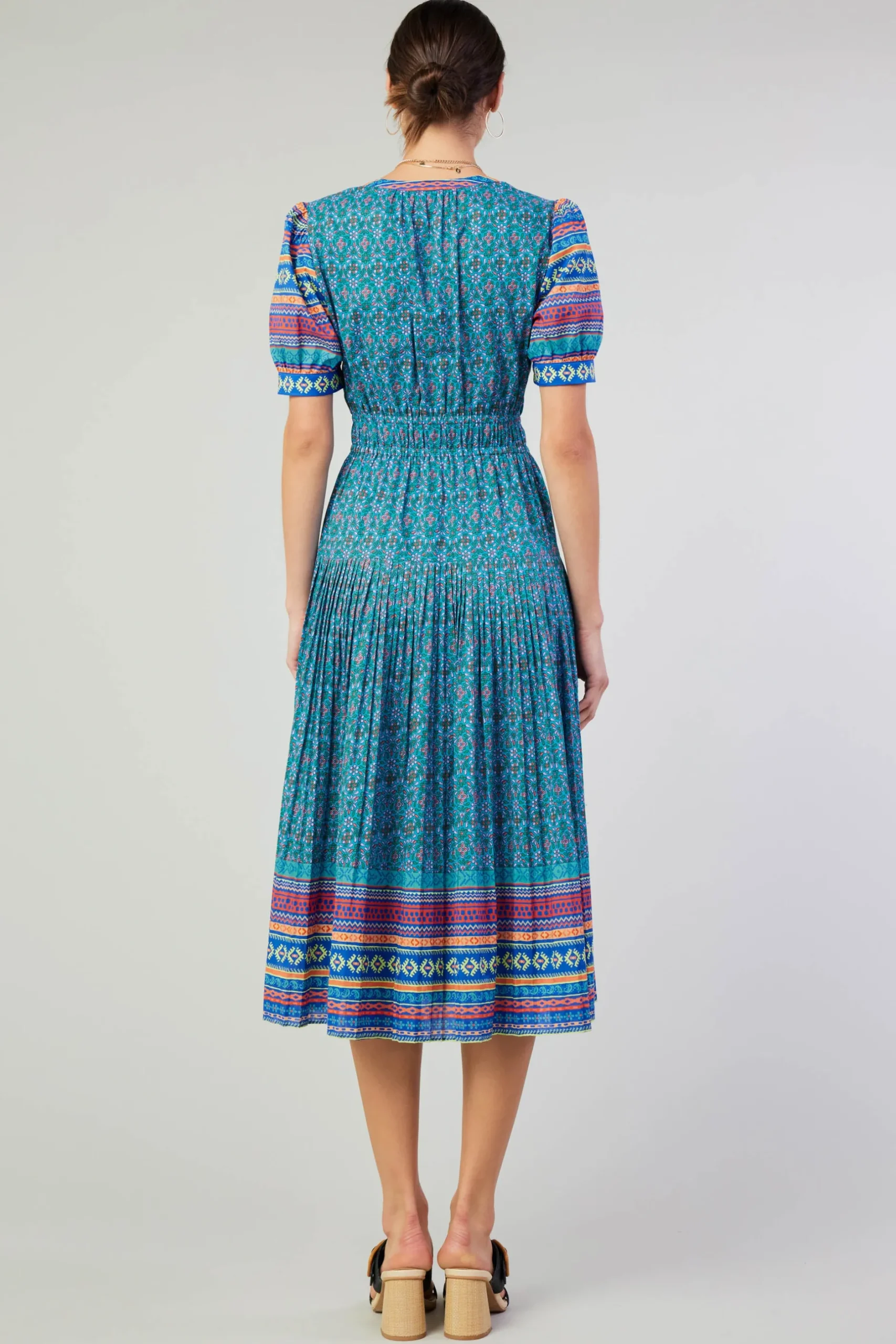 Midi Dresses-Current Air Floral Bohemian Midi Dress BLUEMLT