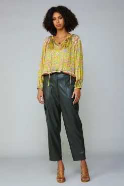 Long Sleeve Tops-Current Air Floral Border Print Raglan Blouse YELLOWMLT