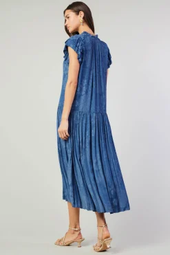 Maxi Dresses-Current Air Floral Jacquard Maxi Dress PARISIANBLUE