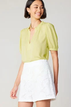 Shorts-Current Air Floral Lace Shorts WHITE